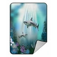 thumbnail image 1 of ABPHQTO The Underwater World Sharks Plants Fleece Blanket Fleece Back Throw Blanket 58x80 Inch, 1 of 1