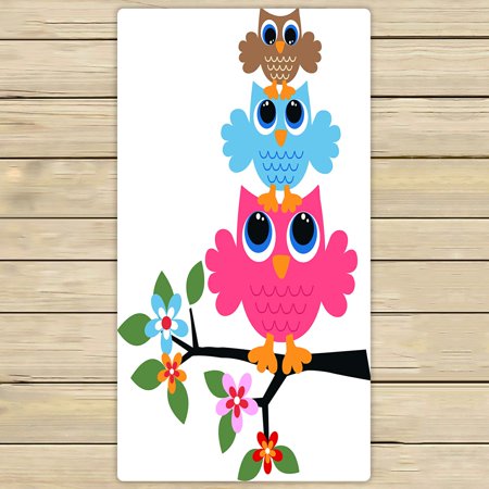 ABPHQTO Three Colorful Owls Towels,Beach Bath Pool Sprot Travel Hand Spa Towel 30x56 Inch