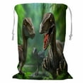 thumbnail image 1 of ABPHQTO Three Dinosaurs Velociraptors Nature Storage Basket Laundry Bag with Drawstring 18x24 Inch, 1 of 3