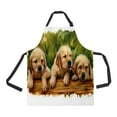 thumbnail image 1 of ABPHQTO Three Puppies Dog Lovers Lab Golden Doodle Oil Painting Apron Home Kitchen Apron with Pockets, 1 of 1