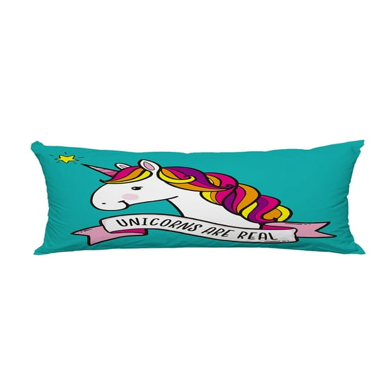 ABPHQTO Three Quirky Unicorns Rainbow Manes Tails Body Pillow Covers Pillow Case Protector Pillowcase 20x60 Inch