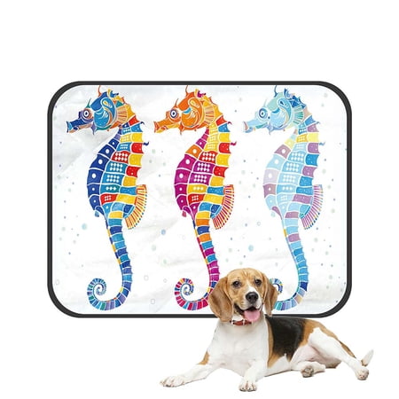 ABPHQTO Three Seahorses Pet Dog Cat Bed Pee Pads Mat Cushion Potty Dogsblankets Crate Bed Kennel 25x30 inch