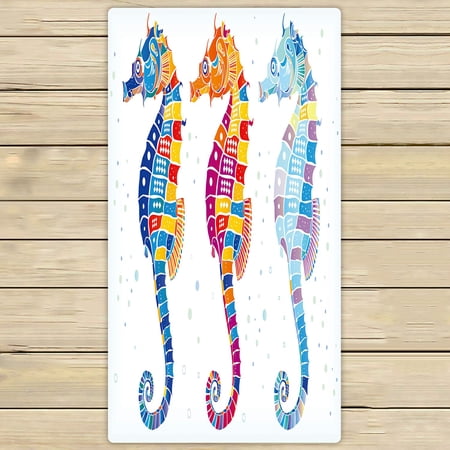 ABPHQTO Three Seahorses Towels,Beach Bath Pool Sprot Travel Hand Spa Towel 30x56 Inch