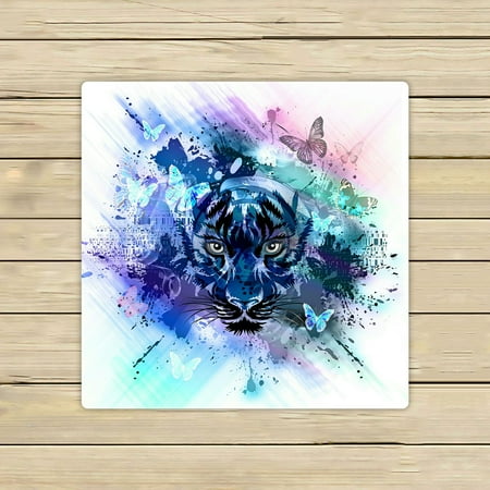 ABPHQTO Tiger Face Butterflies Coloured Portrait Towels Beach Bath Pool Sprot Travel Hand Spa Towel 13x13 Inch