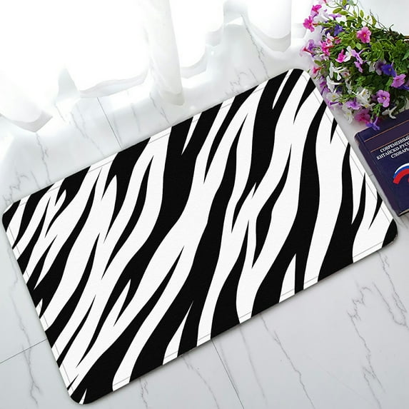 ABPHQTO Tiger Stripe Black White Doormat Entrance Rug Area Rug Floor Mat Home Decor 30x18 Inch