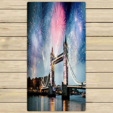 ABPHQTO Tower Bridge Firework Celebration New Year London Uk Towels,Beach Bath Pool Sprot Travel Hand Spa Towel 30x56 Inch