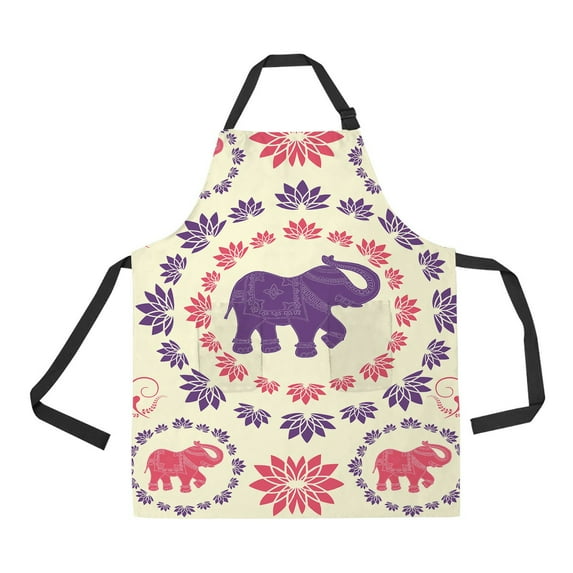 ABPHQTO Traditional Elephant Apron Home Kitchen Apron with Pockets