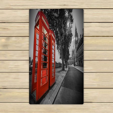 ABPHQTO Traditional Red Phone Booth London Big Ben Towels,Beach Bath Pool Sprot Travel Hand Spa Towel 16x28 Inch