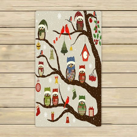 ABPHQTO Tree And Christmas Birds Towels,Beach Bath Pool Sprot Travel Hand Spa Towel 16x28 Inch
