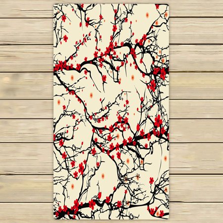 ABPHQTO Tree Japanese Cherry Blossom Sakura Nature Towels Beach Bath Pool Sprot Travel Hand Spa Towel 30x56 Inch