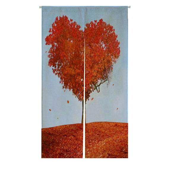 ABPHQTO Tree Of Love Japanese Noren Curtain Doorway Door Window Treatment Curtains Cotton Linen Curtain 85x150 cm