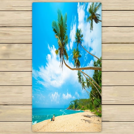 ABPHQTO Tropical Beach In Sri Lanka Young Woman Sand Towels Beach Bath Pool Sprot Travel Hand Spa Towel 30x56 Inch