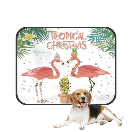 ABPHQTO Tropical Christmas Plant And Flamingo Pet Dog Cat Bed Pee Pads Mat Cushion Potty Dogs Blankets Crate Bed Kennel 25x30 inch