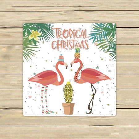 ABPHQTO Tropical Christmas Plant And Flamingo Towels Beach Bath Pool Sprot Travel Hand Spa Towel 13x13 Inch