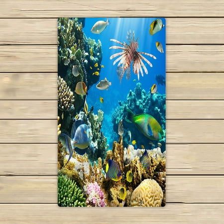 ABPHQTO Tropical Fish On A Coral Reef Towels Beach Bath Pool Sprot Travel Hand Spa Towel 16x28 Inch