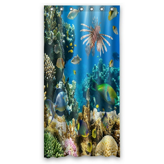 ABPHQTO Tropical Fish On A Coral Reef Waterproof Polyester Shower Curtain and Hooks For Home Decor 36x72 Inch