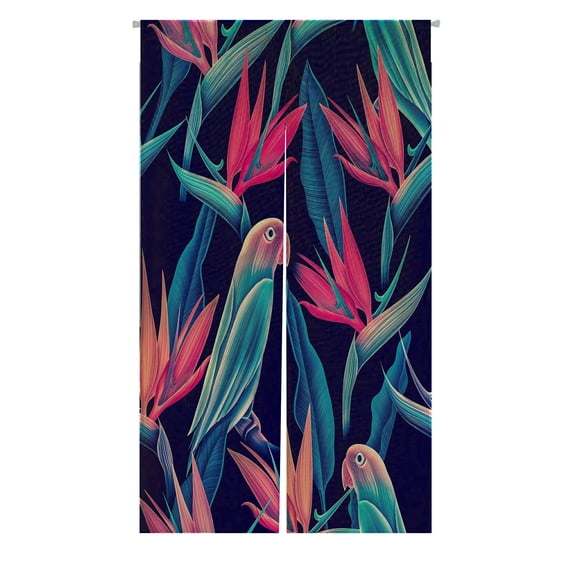 ABPHQTO Tropical Flower Plant Leaf Japanese Noren Curtain Doorway Door Window Treatment Curtains Cotton Linen Curtain 85x150 cm