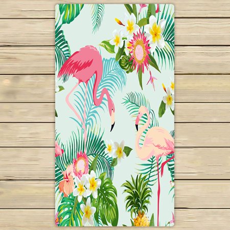 ABPHQTO Tropical Flowers Birds Vintage Flamingo Towels,Beach Bath Pool Sprot Travel Hand Spa Towel 30x56 Inch