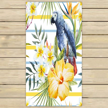 ABPHQTO Tropical Hibiscus Flower Plumeria Parrot African Towels,Beach Bath Pool Sprot Travel Hand Spa Towel 30x56 Inch