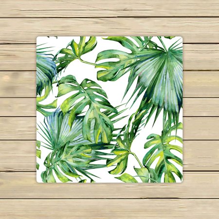 ABPHQTO Tropical Leaves Dense Jungle Hand Painted Banner Towels Beach Bath Pool Sprot Travel Hand Spa Towel 13x13 Inch