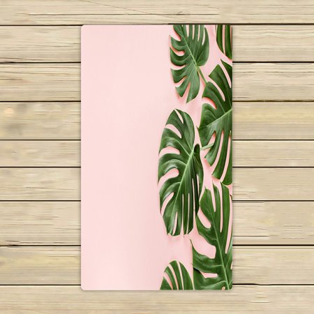ABPHQTO Tropical Leaves Monstera On Pink Background Towels,Beach Bath Pool Sprot Travel Hand Spa Towel 16x28 Inch