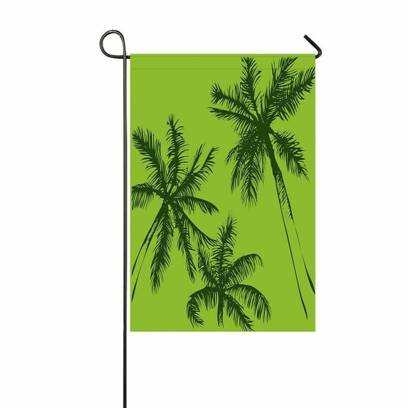 ABPHQTO Tropical Palm Tree Silhouette Home Outdoor Garden Flag House Banner Size 12x18 Inch