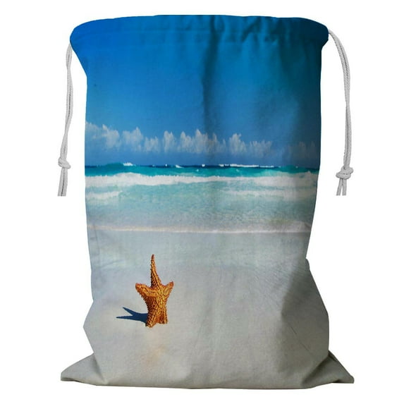 ABPHQTO Tropical Sea Under The Blue Sky Storage Basket Laundry Bag with Drawstring 24x32 Inch