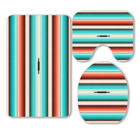 ABPHQTO Turquoise 3 Piece Bathroom Rugs Set Bath Rug Contour Mat and Toilet Lid Cover
