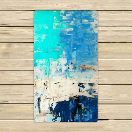 ABPHQTO Turquoise And Blue Abstract Art Painting Towels Beach Bath Pool Sprot Travel Hand Spa Towel 16x28 Inch