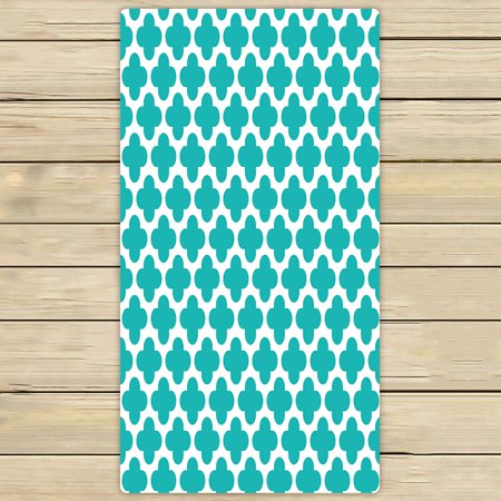 ABPHQTO Turquoise Quatrefoil Pattern Towels Beach Bath Pool Sprot Travel Hand Spa Towel 30x56 Inch