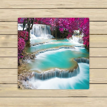 ABPHQTO Turquoise Water Kuang Si Waterfall Towels,Beach Bath Pool Sprot Travel Hand Spa Towel 13x13 Inch