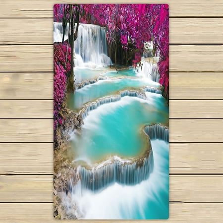 ABPHQTO Turquoise Water Kuang Si Waterfall Towels,Beach Bath Pool Sprot Travel Hand Spa Towel 30x56 Inch