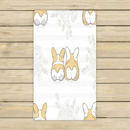 ABPHQTO Two Cute N Dogs Breed Welsh Corgi Romantic Floral Towels,Beach Bath Pool Sprot Travel Hand Spa Towel 16x28 Inch