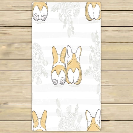 ABPHQTO Two Cute N Dogs Breed Welsh Corgi Romantic Floral Towels,Beach Bath Pool Sprot Travel Hand Spa Towel 30x56 Inch