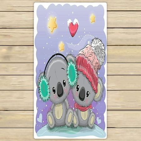ABPHQTO Two Koalas In Hats Towels Beach Bath Pool Sprot Travel Hand Spa Towel 30x56 Inch