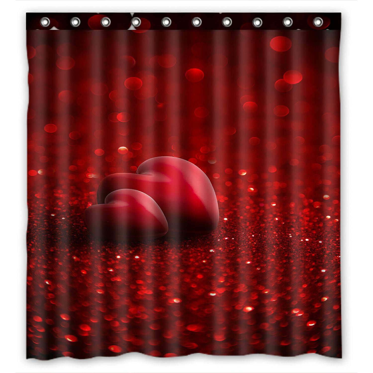 ABPHQTO Two Red Hearts Glitter Valentine Day Waterproof Polyester