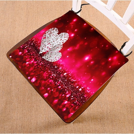 ABPHQTO Two Wicker Hearts Red Sparkle Glitter Chair Pad Seat Cushion Chair Cushion Floor Cushion Two Sides Printing 18x18 Inch