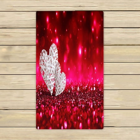 ABPHQTO Two Wicker Hearts Red Sparkle Glitter Towels,Beach Bath Pool Sprot Travel Hand Spa Towel 16x28 Inch