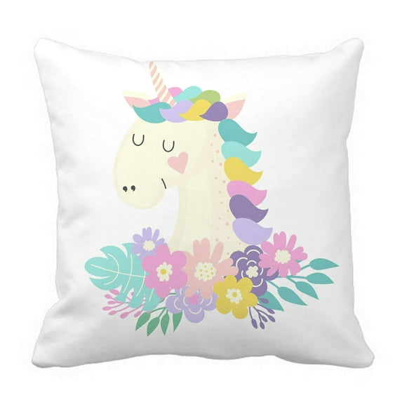 ABPHQTO Unicorn Flower Pillow Case Pillow Cover Pillow Protector Two Sides For Couch Bed 16x16 Inch