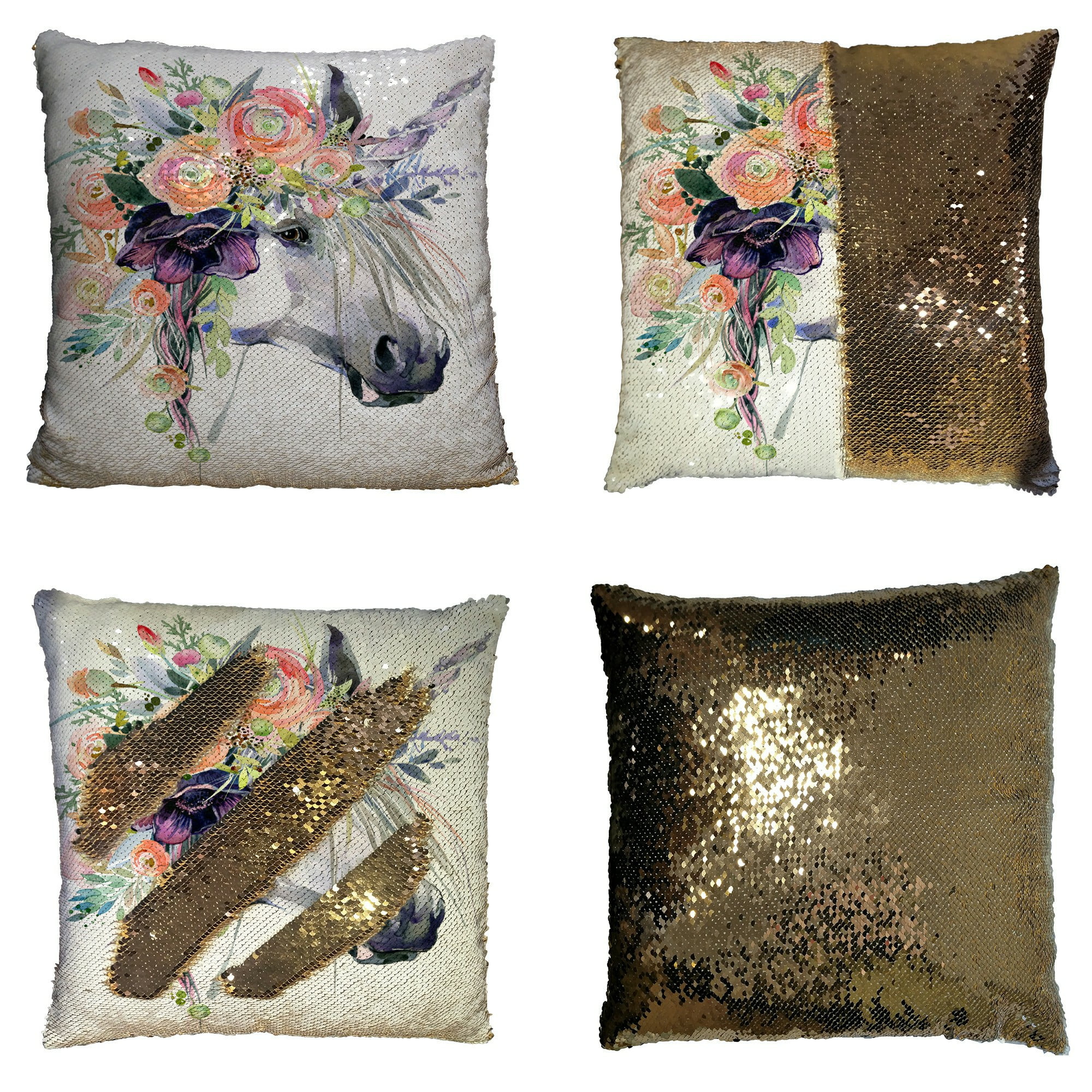 Case floral shop unicorn sequin pillow