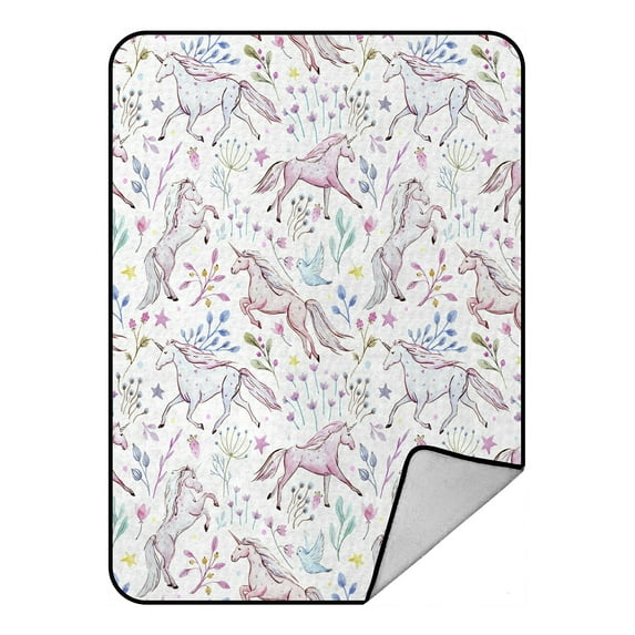 ABPHQTO Unicorns Fleece Blanket Fleece Back Throw Blanket 58x80 Inch
