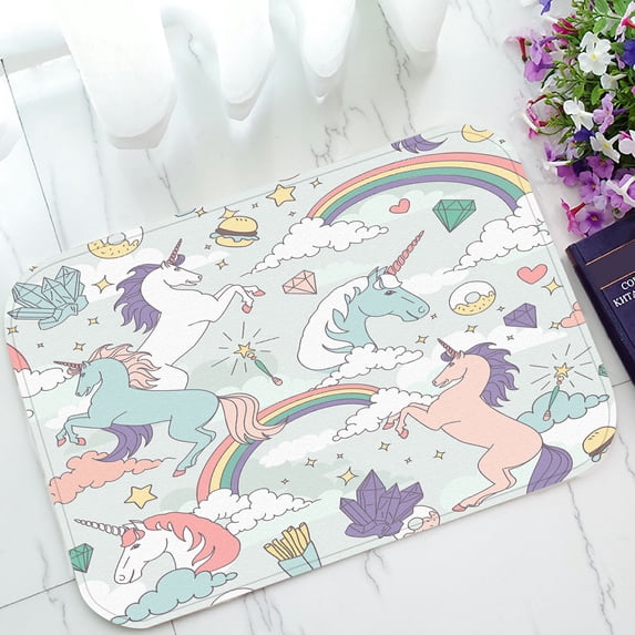 ABPHQTO Unicorns Rainbows Clouds Stars And Crystals Doormat Entrance Rug Area Rug Floor Mat Home Decor 23.5x16.7 Inch