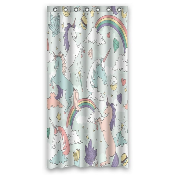 ABPHQTO Unicorns Rainbows Clouds Stars And Crystals Waterproof Polyester Shower Curtain and Hooks For Home Decor 36x72 Inch