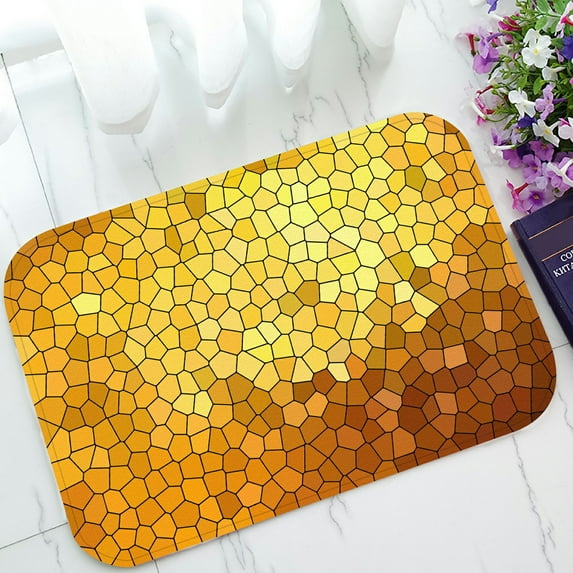 ABPHQTO Unique Modern Shiny Gold Mosaic Texture Doormat Entrance Rug Area Rug Floor Mat Home Decor 23.5x16.7 Inch