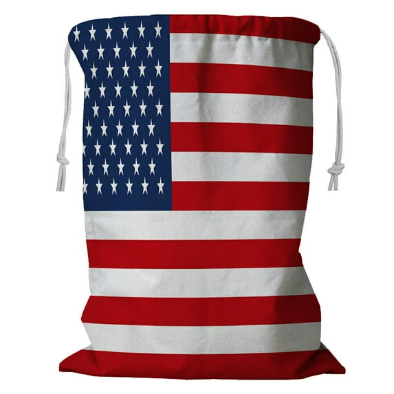 ABPHQTO United States Of America Flag Storage Basket Laundry Bag with Drawstring 18x24 Inch