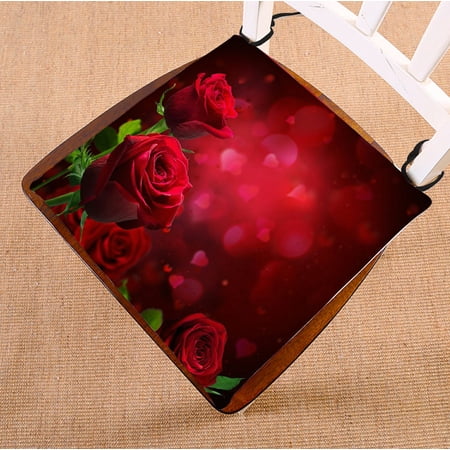 ABPHQTO Valentine Hearts Red Roses Chair Pad Seat Cushion Chair Cushion Floor Cushion Two Sides Printing 18x18 Inch