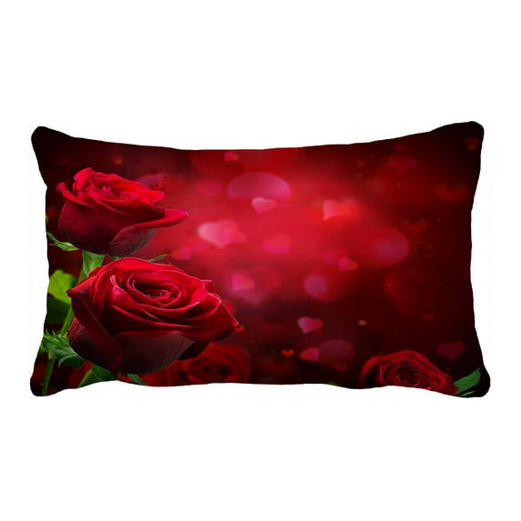 ABPHQTO Valentine Hearts Red Roses Pillow Case Pillow Cover Pillow Protector Two Sides For Couch Bed 20x30 Inch