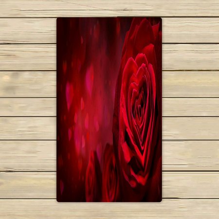 ABPHQTO Valentine Invitation Hearts Red Roses Towels Beach Bath Pool Sprot Travel Hand Spa Towel 16x28 Inch