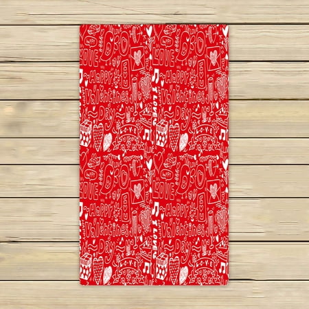 ABPHQTO Valentine'S Day Pattern Towels,Beach Bath Pool Sprot Travel Hand Spa Towel 16x28 Inch