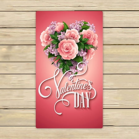 ABPHQTO Valentines Day Heart Flowers Towels Beach Bath Pool Sprot Travel Hand Spa Towel 16x28 Inch